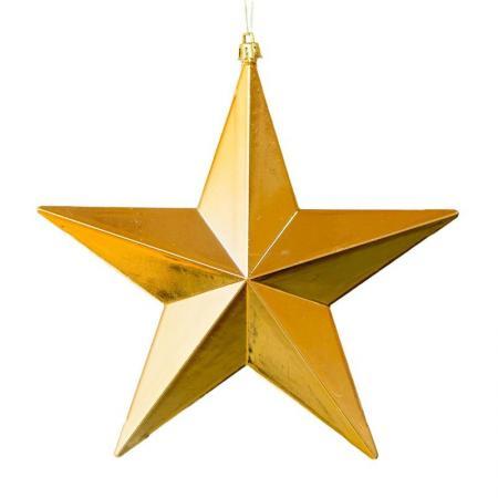 Новогоднее украшение Звезда пластик золотистая (высота 30 см)